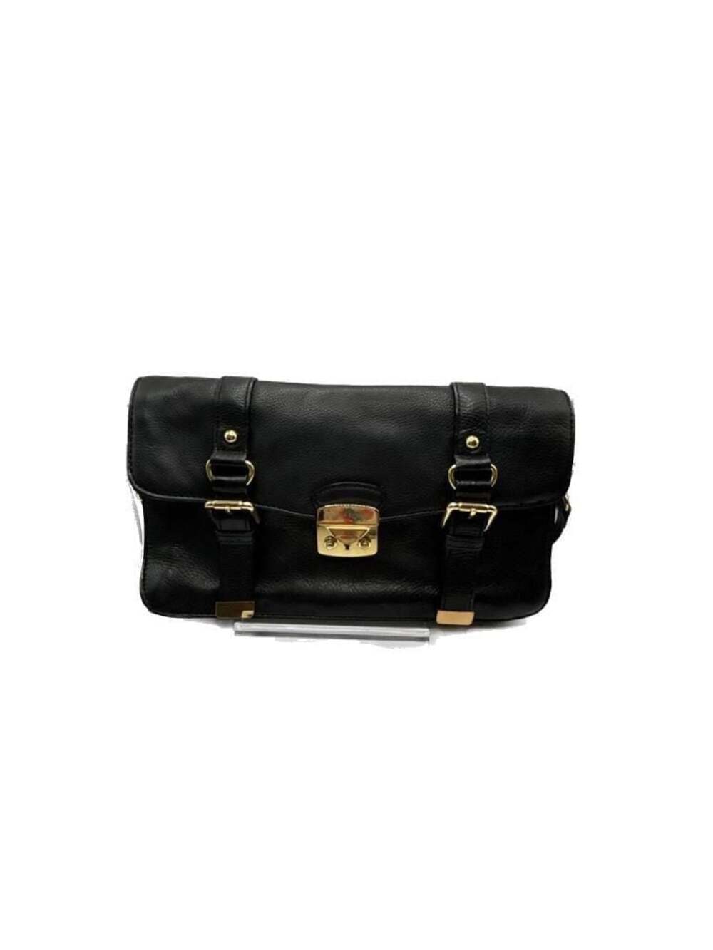 Cynthia Rowley Black Pebbled Leather Fold-Over Clutch Bag